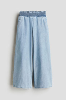 H&M - Girls Blue Smocked Crinkled Trousers