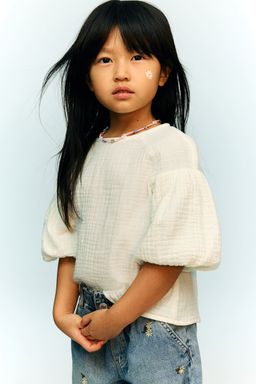 H&M - Girls White Cotton Muslin Blouse