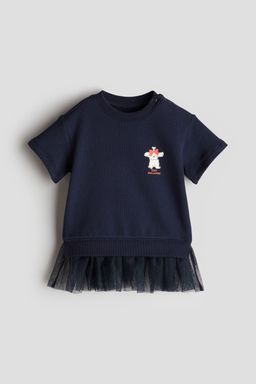 H&M - Girls Blue Tulle-Skirt Sweatshirt Dress