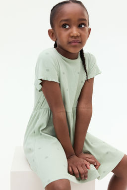 H&M - Girls Green Ribbed Jersey Dress