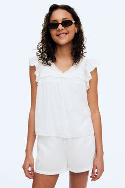 H&M - Girls White Cotton Shorts