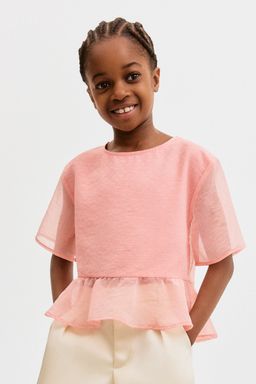 H&M - Girls Pink Chiffon Peplum Top