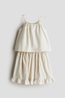 H&M - Girls Beige 2-Piece Linen-Blend Set