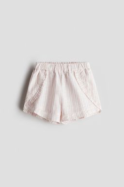 H&M - Girls Pink Frilled Linen-Blend Shorts