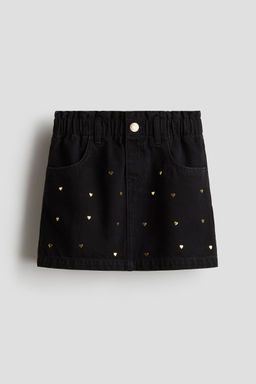 H&M - Girls Black Motif-Detail Denim Skirt