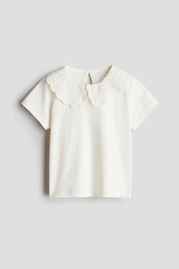 H&M - Girls White Broderie-Anglaise-Colla Top