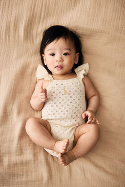 H&M - Boys Beige Pointelle-Knit Romper Suit