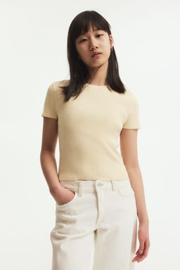 H&M - Girls Yellow Short Rib-Knit Top