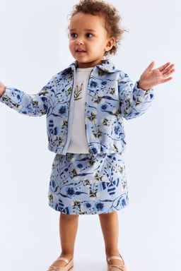 H&M - Girls Blue Patterned Jacquard-Weave Skirt