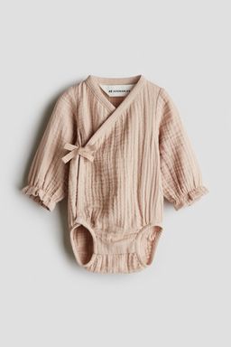 H&M - Girls Pink Cotton Muslin Romper Suit