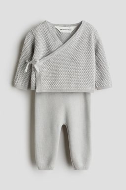 H&M - Boys Grey 2-Piece Knitted Cardigan And Trousers Set