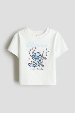 H&M - Girls White Printed T-Shirt