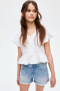 H&M - Girls Blue Cotton Denim Shorts