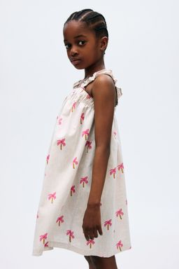 H&M - Girls White Linen-Blend Dress