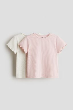 H&M - Girls 2-Pack Ribbed Cotton T-Shirts