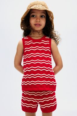 H&M - Girls Red 2-Piece Pointelle-Knit Set