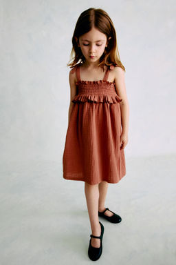 H&M - Girls Orange Cotton Muslin Dress