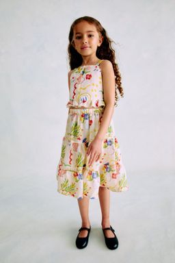 H&M - Girls Multi-Color 2-Piece Printed Linen Set