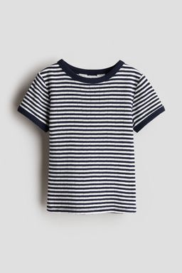 H&M - Girls Blue Short-Sleeved Pointelle Jersey Top
