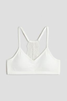 H&M - Girls White Lace-Detail Crop Top