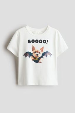 H&M - Girls White Print-Motif T-Shirt