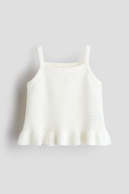 H&M - Girls White Cotton-Knit Strappy Top