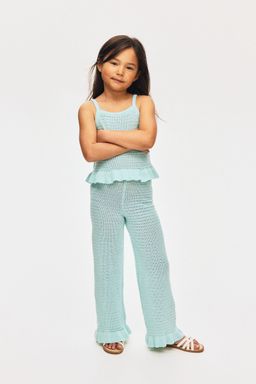H&M - Girls Turquoise Cotton-Knit Strappy Top