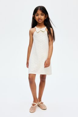 H&M - Girls White Pointelle-Knit Cotton Dress