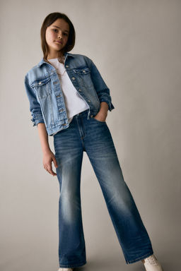 H&M - Girls Blue Baggy Fit Bootcut Leg Jeans