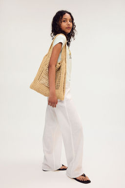 H&M - Girls White Wide Cotton Trousers