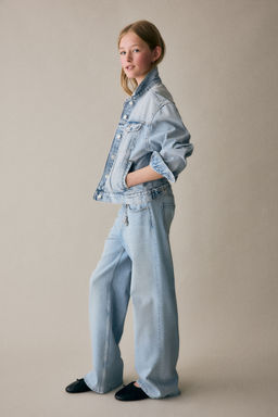 H&M - Girls Blue Baggy Fit Bootcut Leg Jeans