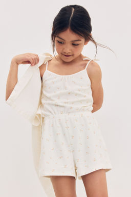 H&M - Girls White Patterned Terry Jumpsuit