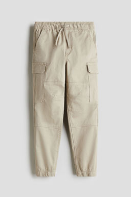 H&M - Boys Beige Cotton Cargo Joggers
