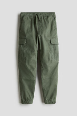 H&M - Boys Green Cotton Cargo Joggers