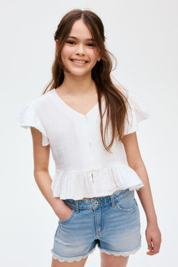 H&M - Girls White Cotton Muslin Blouse