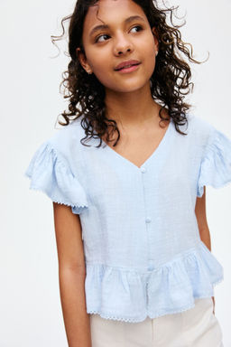 H&M - Girls Blue Cotton Muslin Blouse