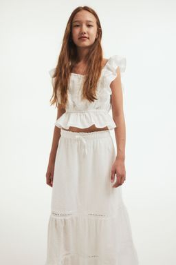 H&M - Girls White Tie Cotton Skirt