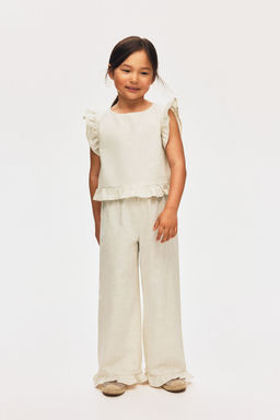 H&M - Girls Beige 2-Piece Linen-Blend Set