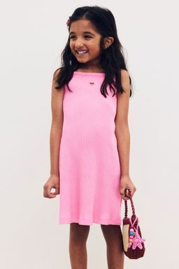 H&M - Girls Pink Ribbed Strappy Dress