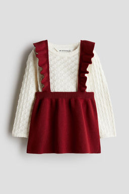H&M - Girls Red 2-Piece Cotton-Knit Top And Skirt Set