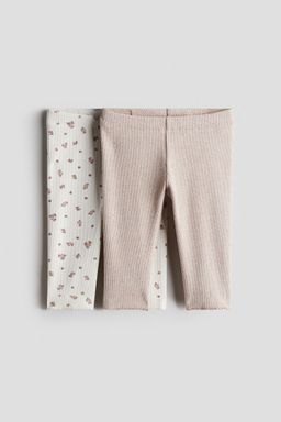 H&M - Girls 2-Pack Ribbed Cotton Leggings