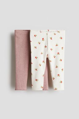 H&M - Girls 2-Pack Ribbed Cotton Leggings