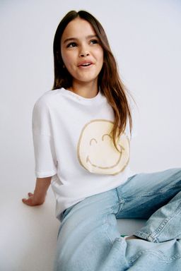 H&M - Girls White Oversized Printed T-Shirt