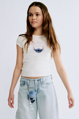 H&M - Girls White Print-Motif Cotton Top