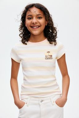 H&M - Girls Yellow Print-Motif Cotton Top