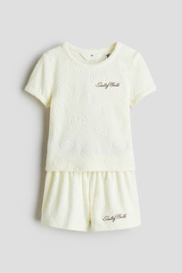 H&M - Girls Yellow 2-Piece Embroidery-Detail Terry Set