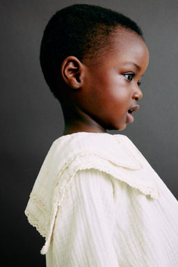 H&M - Girls Beige Cotton Muslin Romper Suit