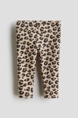 H&M - Girls Beige Printed Brushed-Inside Leggings