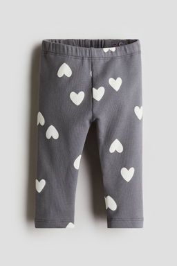 H&M - Girls Grey Printed Brushed-Inside Leggings