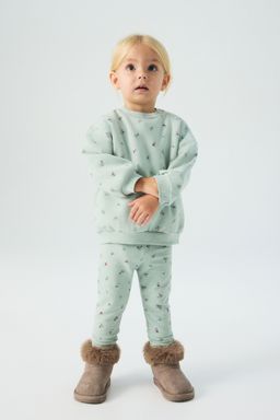 H&M - Girls Green Printed Brushed-Inside Leggings